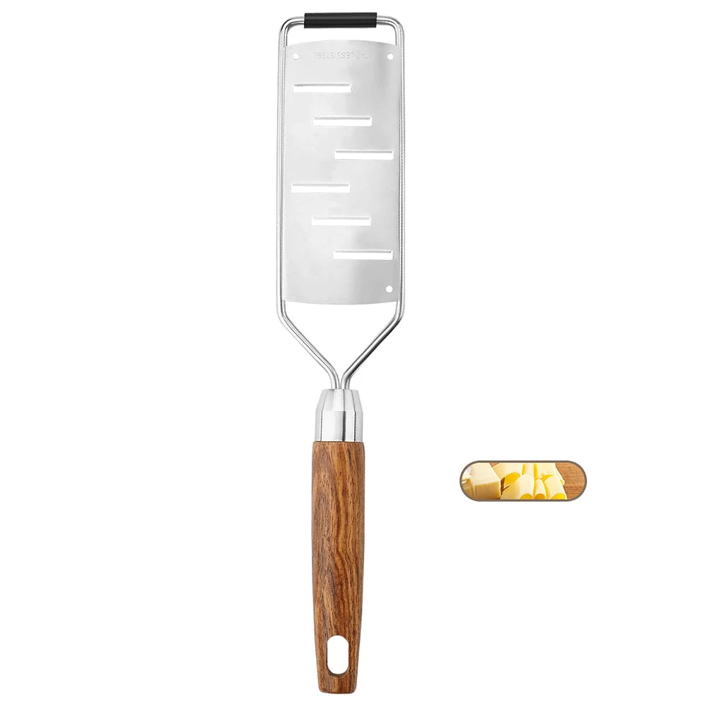 Cheese Grater with Natural Wood Lemon Handle Stainless Steel Zester Grater Kitchen Citrus Zester Tool for Ginger JT259