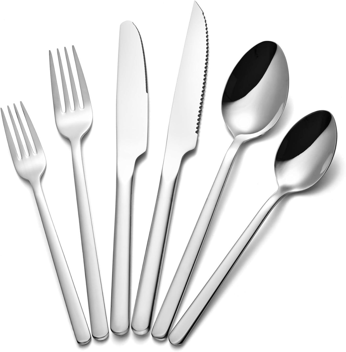 Silverware Set, 20 Piece Flatware Cutlery Set for 4, 18/10 Stainless Steel Silverware Mirror Polished Dishwasher Safe for Home, Restaurant, Wedding, Party(Silver, 20 Pieces for 4)