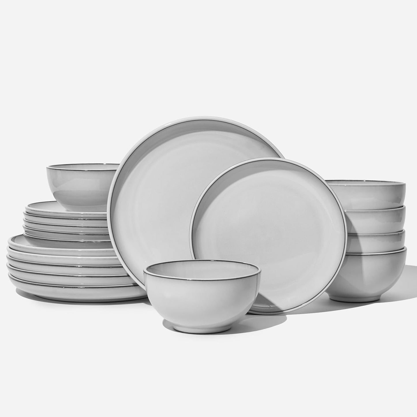 Stoneware Dinnerware Sets Service for 4, 12 Pcs Reactive Glaze Plates and Bowls Sets, Handmade Ceramic Dish Set, Highly Chip and Crack Resistant Modern Plate Set, Brown Green