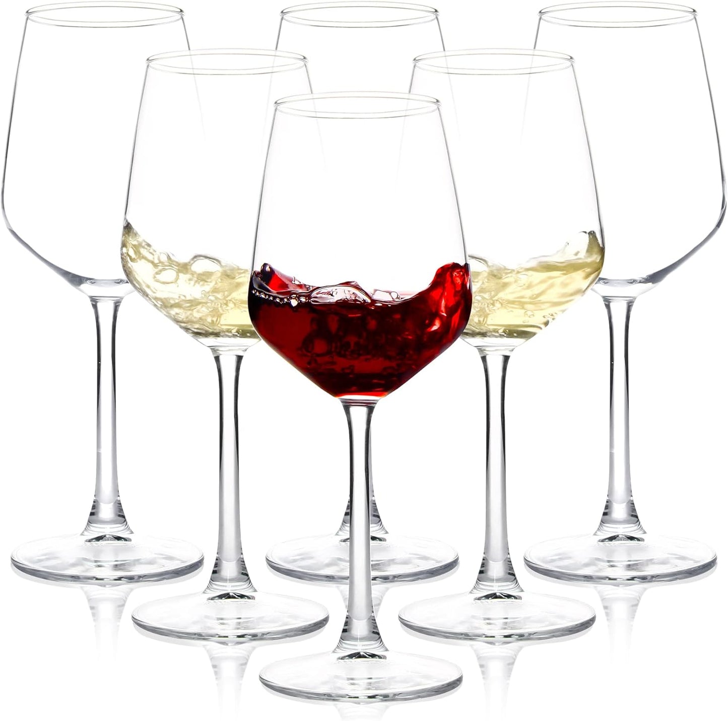 Wine Glasses Set of 8, 12Oz Clear Red/White, Long Stem Wine Glasses for Party, Wedding and Home