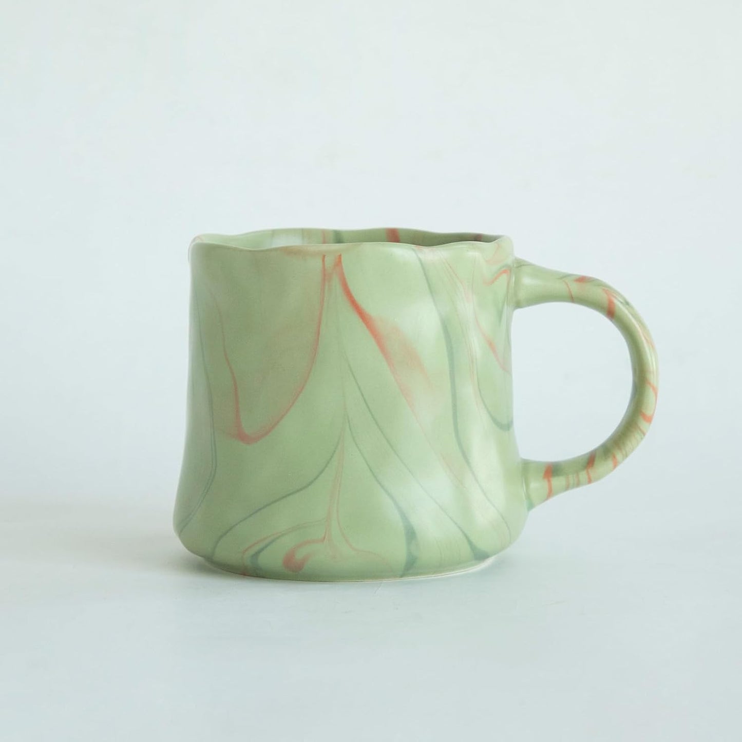 Striped Ceramic Coffee Mugs Set - 2 Pack, Pink & Green,Perfect for Morning Brew or Tea and Cocoa - for Coffee Lovers