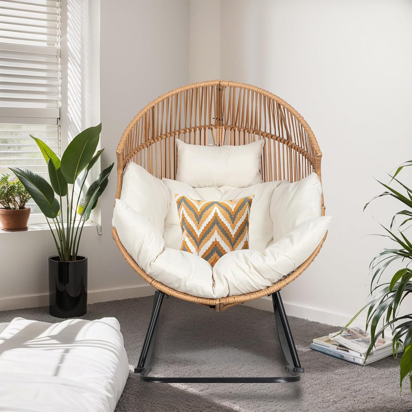 Outdoor Egg Rocker Chair with Cushion – Patio, Balcony & Living Room Use