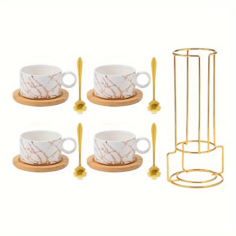 Marble Ceramic Mug Set – Insulated Holiday Coffee Cup