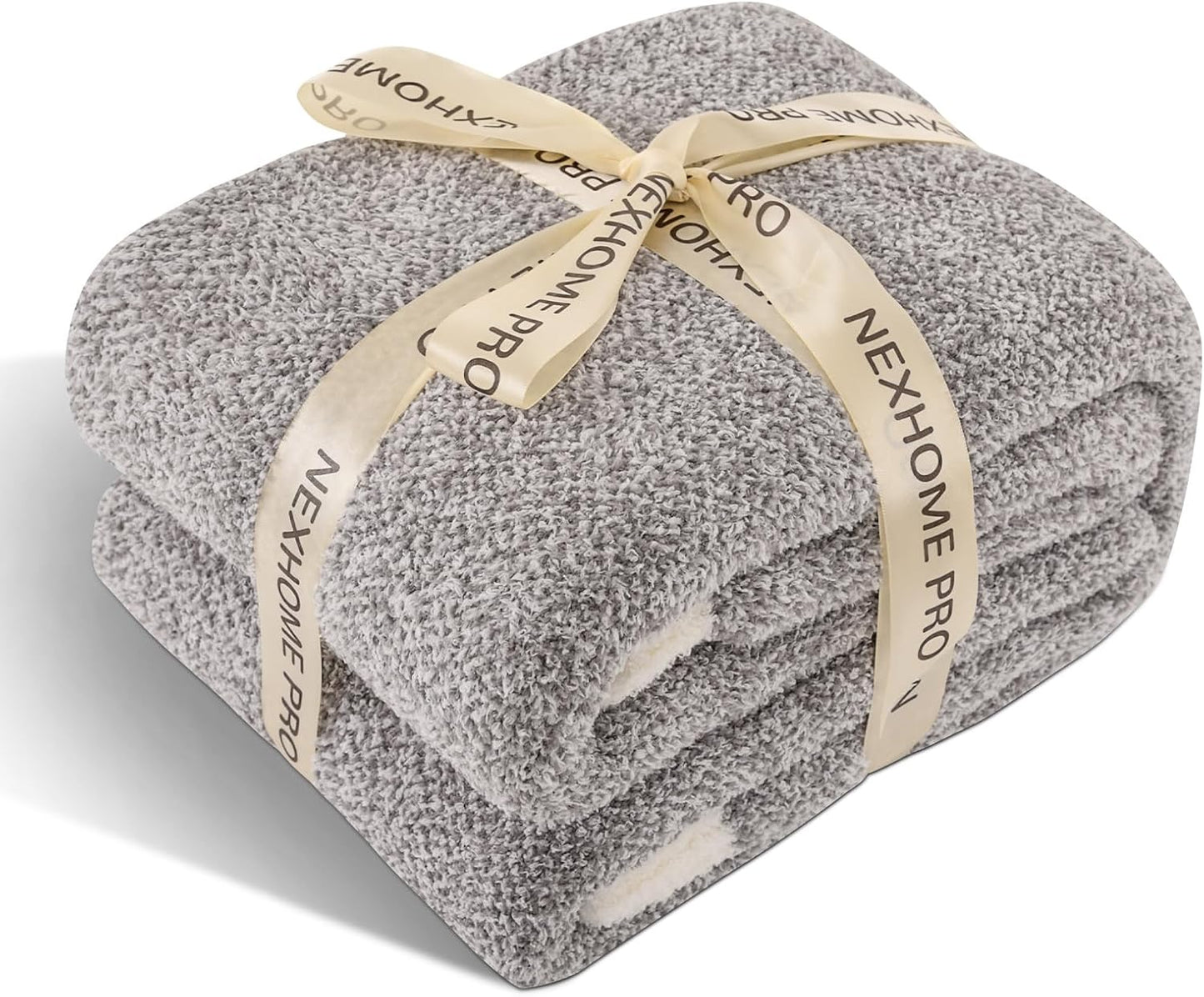Soft Throw Blankets for Couch, Reversible Warm Blankets Cozy Knit Blanket for Women, Fuzzy Plush Lightweight Throws for Sofa, Bed, Picnic, Black 50 X 60 Inches