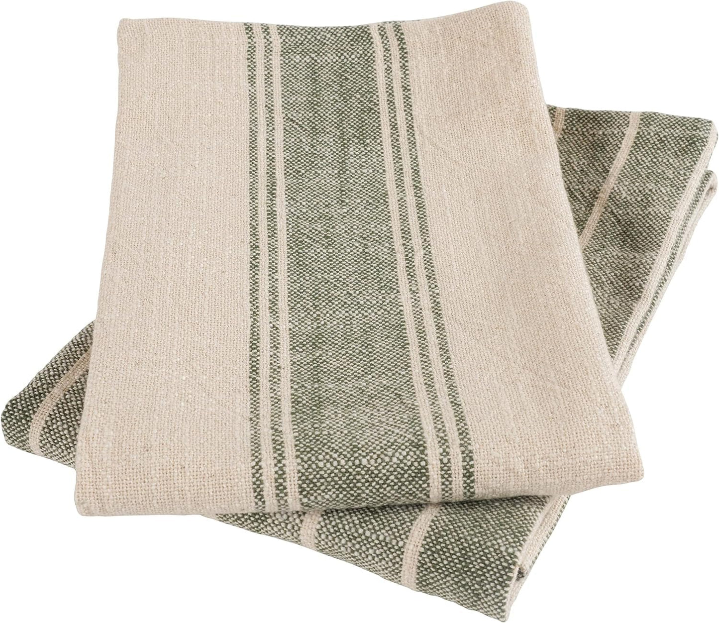 Natural Rustic Farmhouse Slubbed Kitchen Towel | 100% Cotton Dish Towel, 18 X 28 Inches | Soft and Absorbent (Olive, Set of 4)