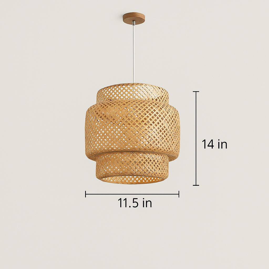 Handwoven Bamboo Pendant Light – Hanging Lamp
