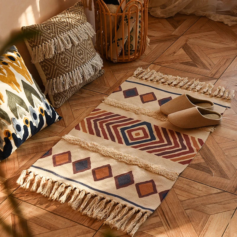 Woven Sisal Area Rug – Geometric Tabriz Design
