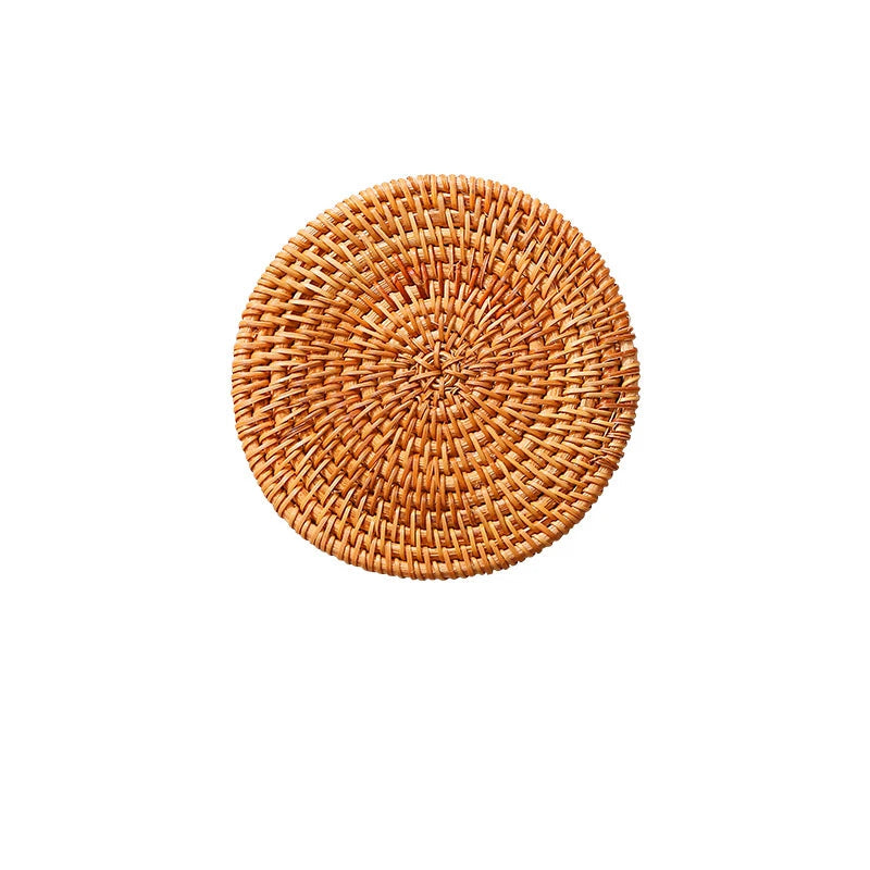 Handmade Natural Rattan Coasters – Round Heat-Resistant Table Mats