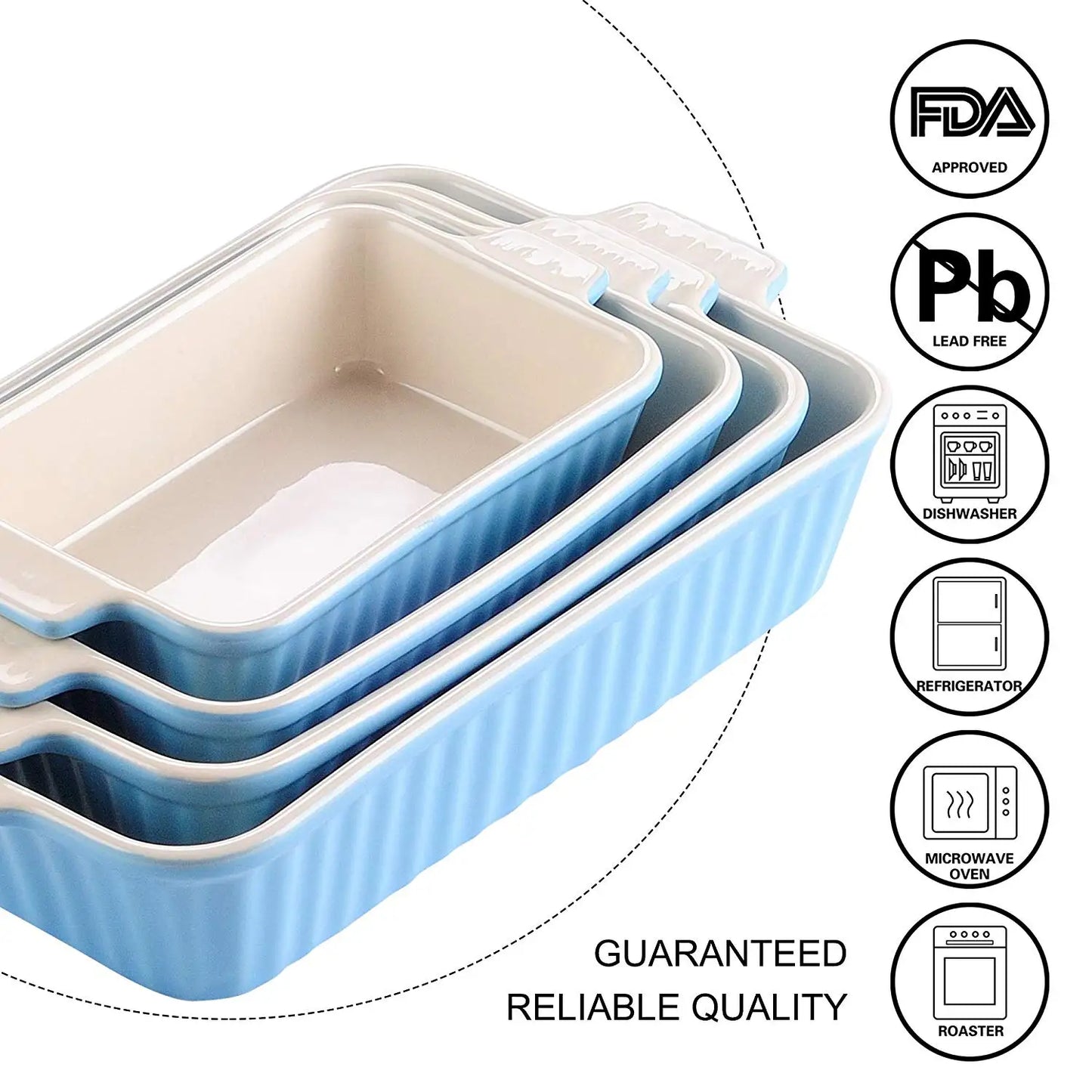 4-Piece Ceramic Baking Dish Set with Handles
