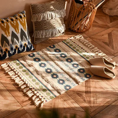 Woven Sisal Area Rug – Geometric Tabriz Design