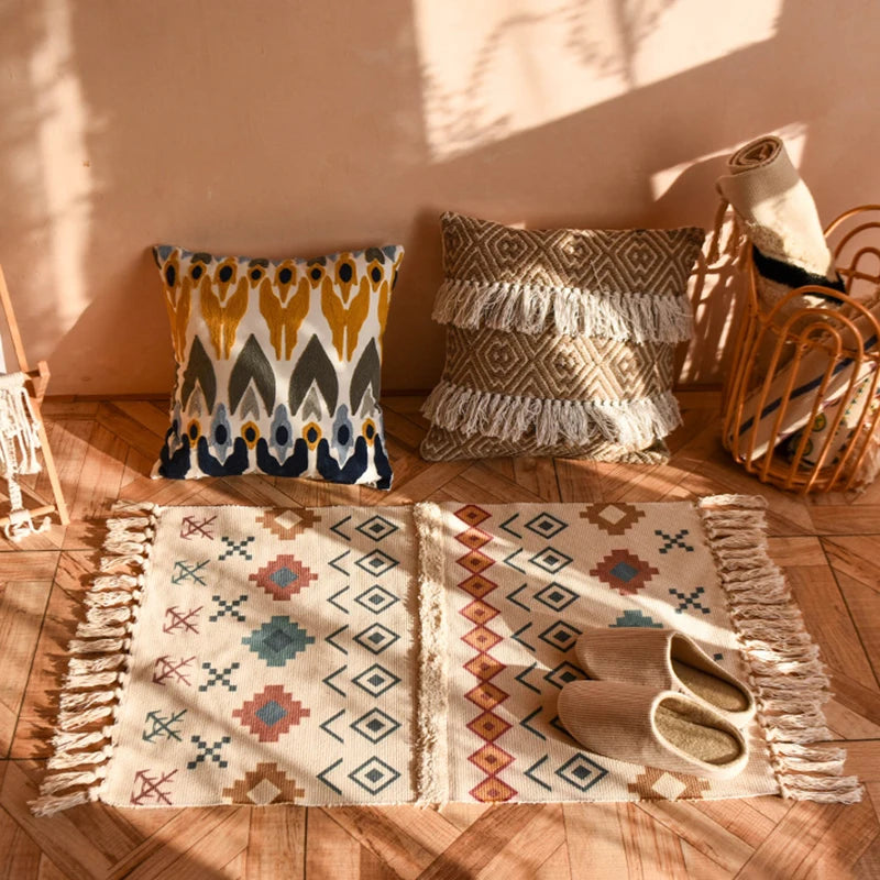 Woven Sisal Area Rug – Geometric Tabriz Design