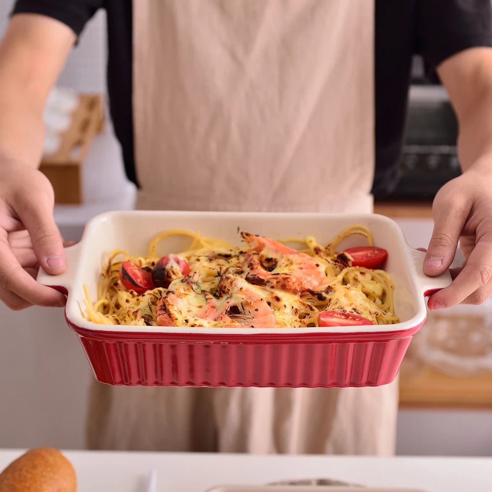 4-Piece Ceramic Baking Dish Set with Handles