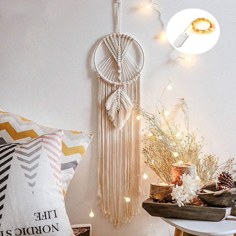 Boho Macrame Dream Catcher – Handmade Wall Hanging for Peaceful Vibes