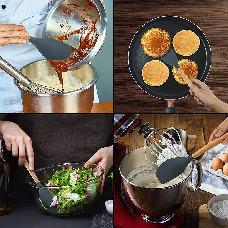 Silicone Baking Spatula with Wooden Handle