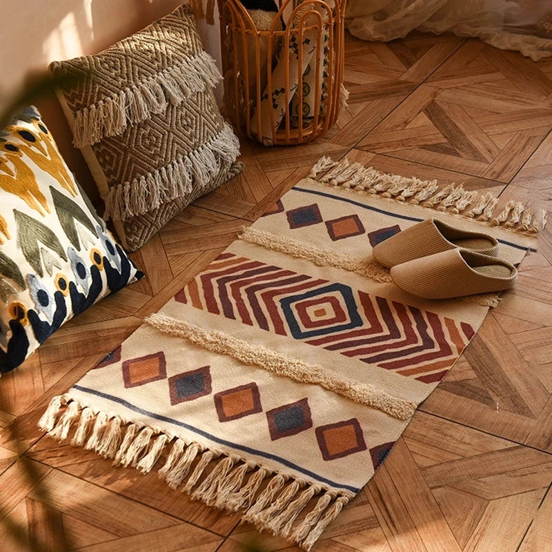 Woven Sisal Area Rug – Geometric Tabriz Design