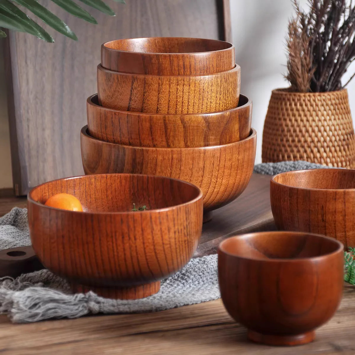 Wooden Jujube Bowl – Handcrafted Natural Solid Wood Bowl