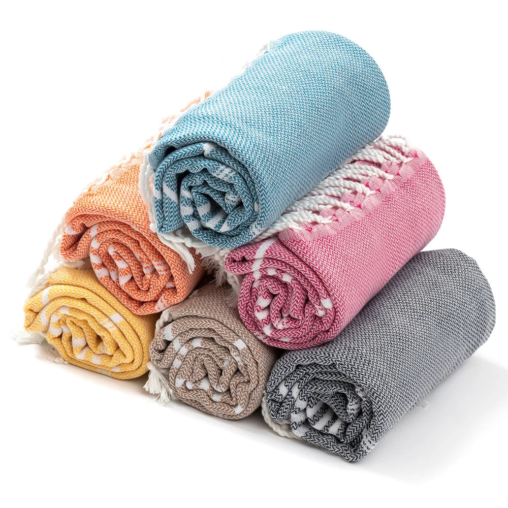 Striped Christmas Beach Towel – Soft, Quick-Absorbent & Machine Washable