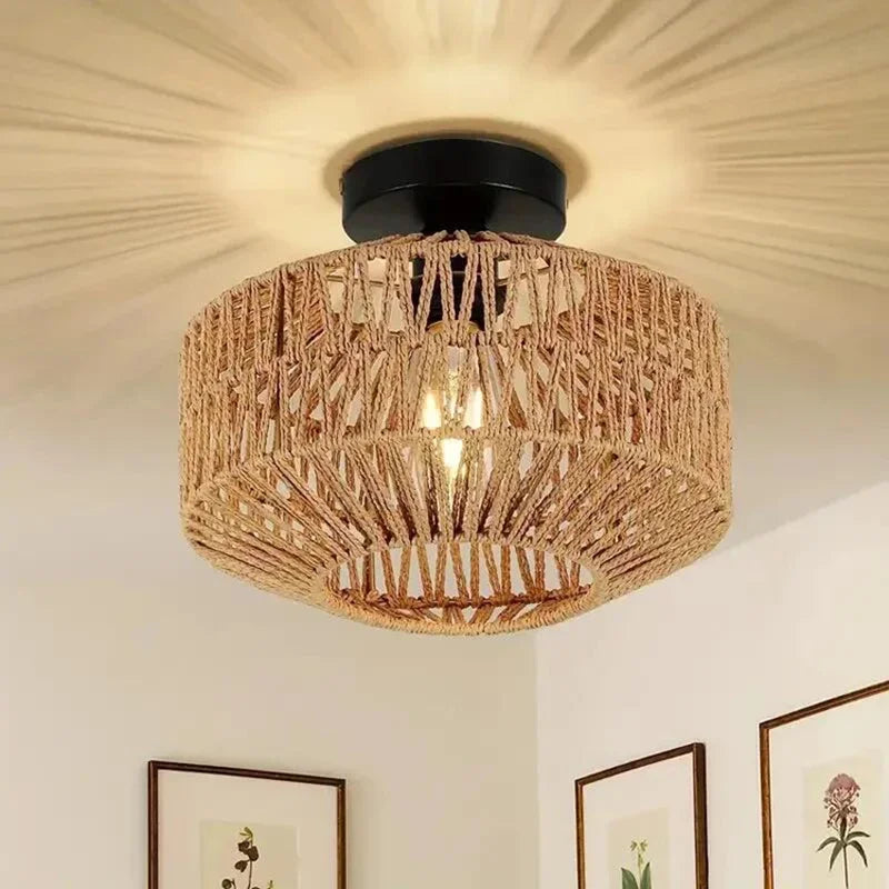 Natural Bamboo Rattan Ceiling Pendant Light