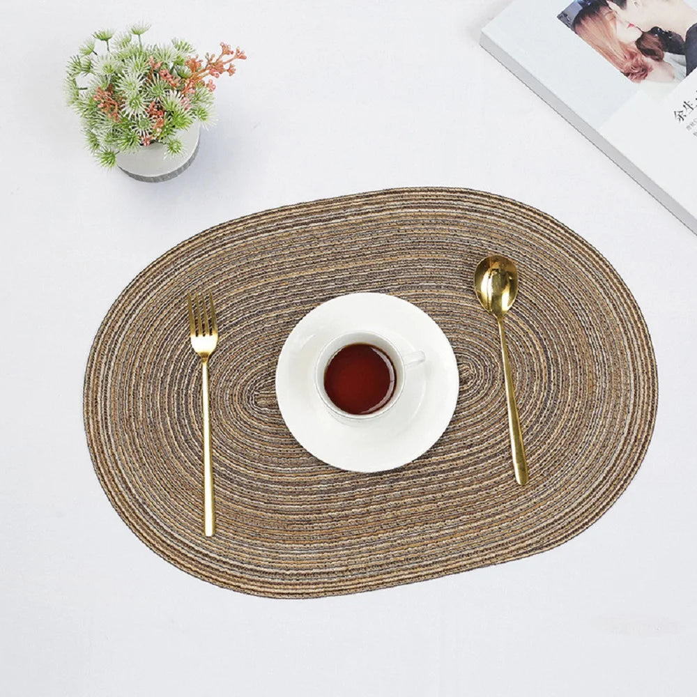 Braided Round Placemats – Durable & Washable PU Table Mats