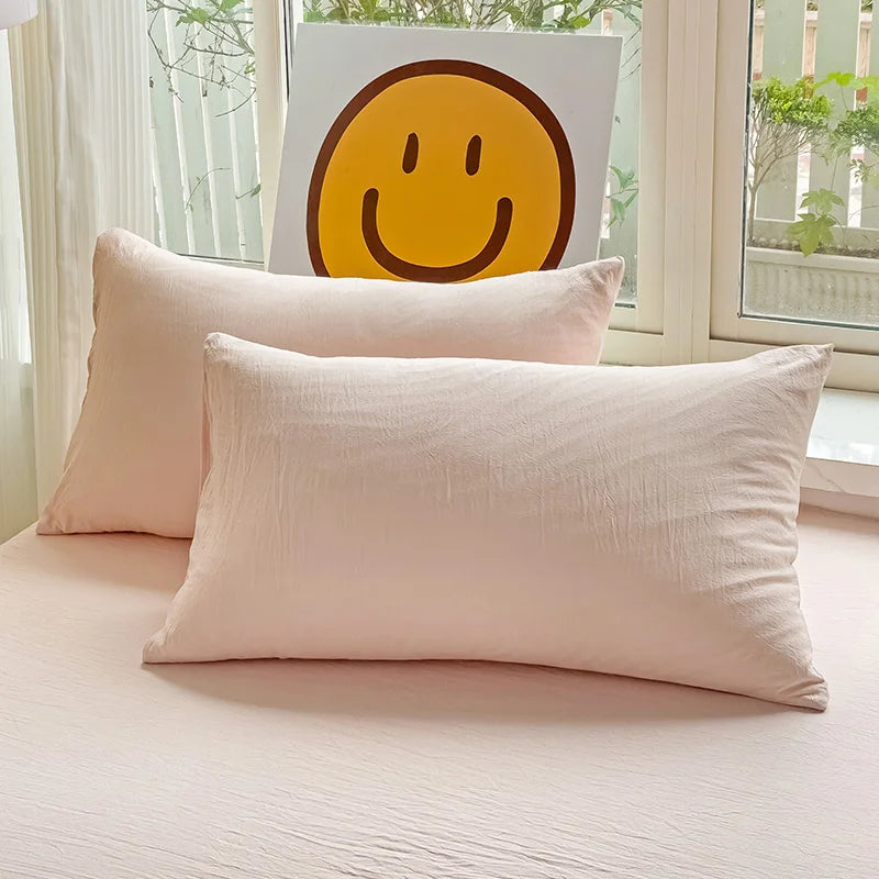 Washed Cotton Pillowcase Set – 2-Pack Solid Color, 19” x 29”