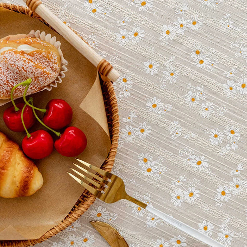 Three-Dimensional Jacquard Checkered Tablecloth
