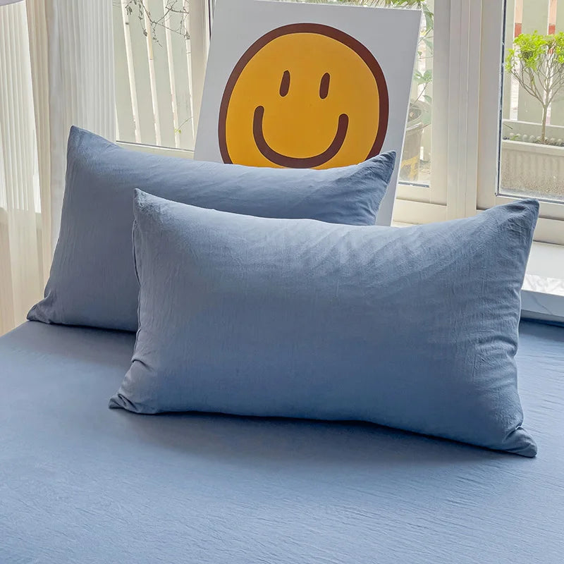Washed Cotton Pillowcase Set – 2-Pack Solid Color, 19” x 29”