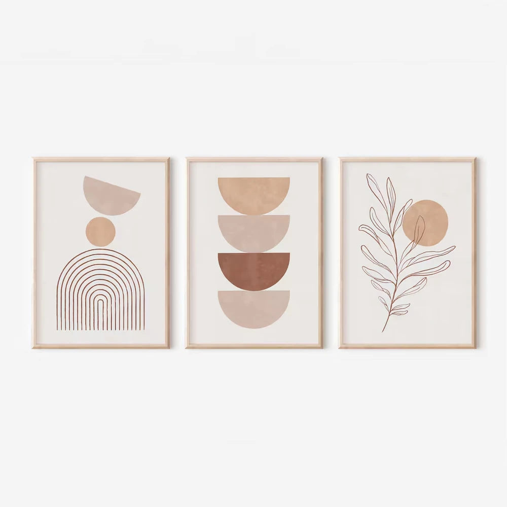 Bohemian Abstract Canvas Wall Art – 1PC/3PCS Unframed Modern Minimalist Poster Set