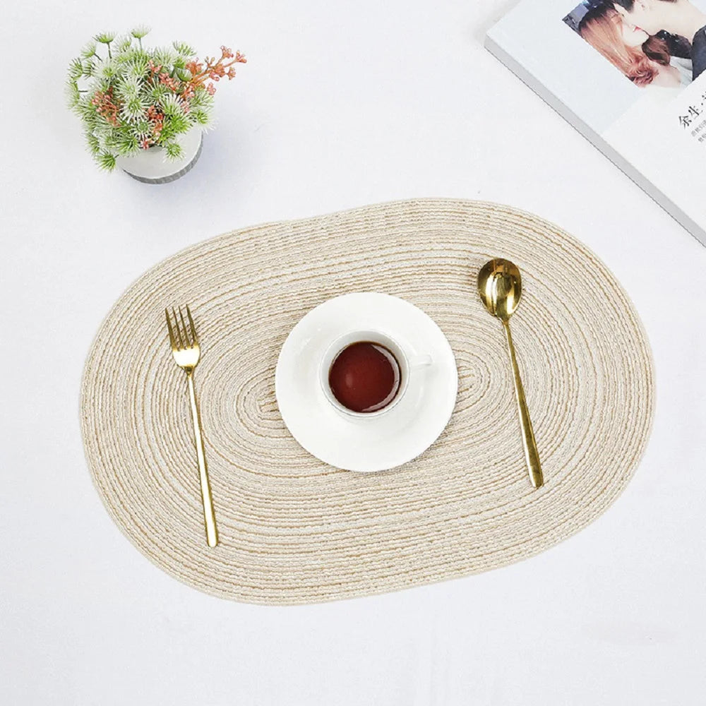 Braided Round Placemats – Durable & Washable PU Table Mats