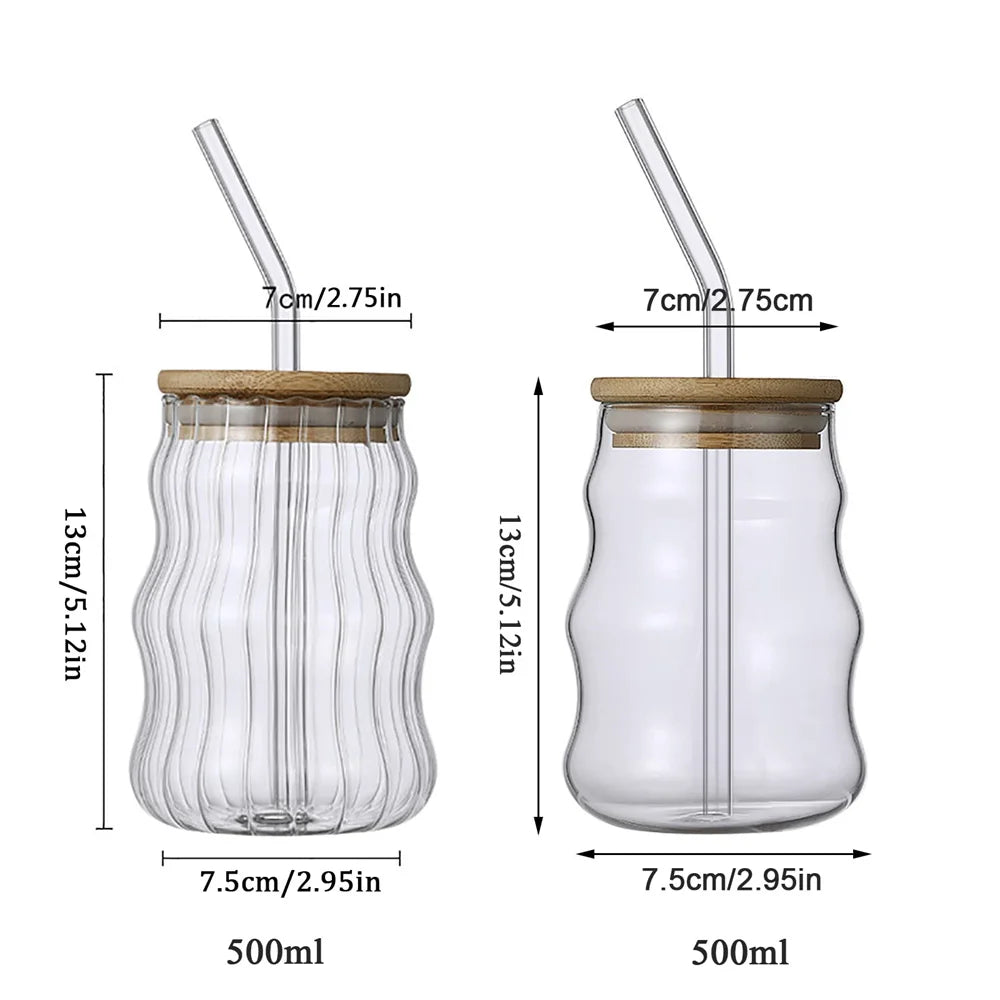 18 oz Heat-Resistant Glass Tumbler – Striped Design