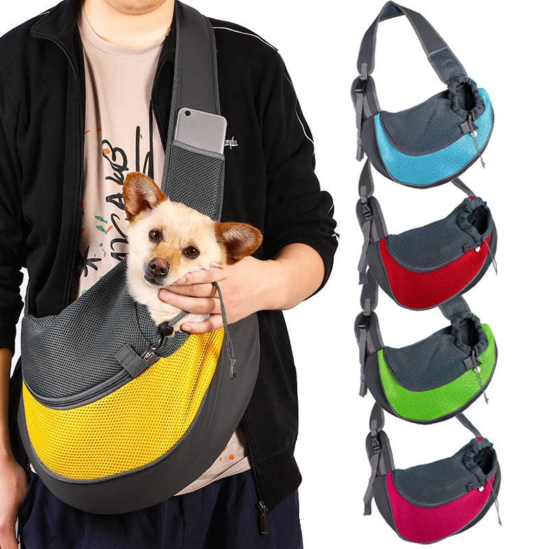 Breathable Pet Carrier Sling – Hands-Free Travel Bag for Small Dogs & Cats