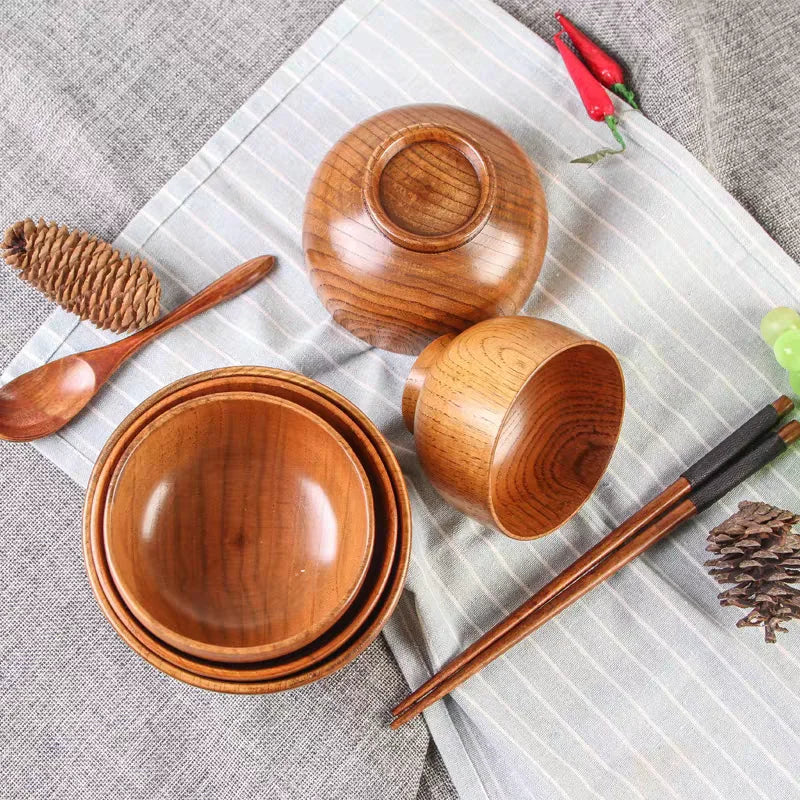 Wooden Jujube Bowl – Handcrafted Natural Solid Wood Bowl
