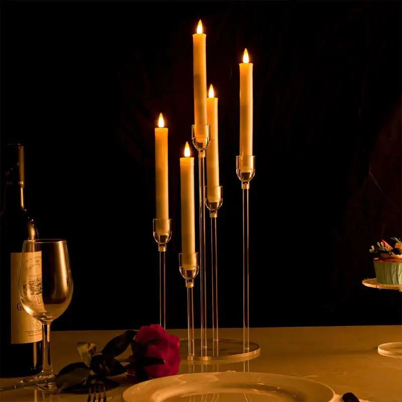 Clear Acrylic Candle Holders – 5 Arms or 6 Pieces Set