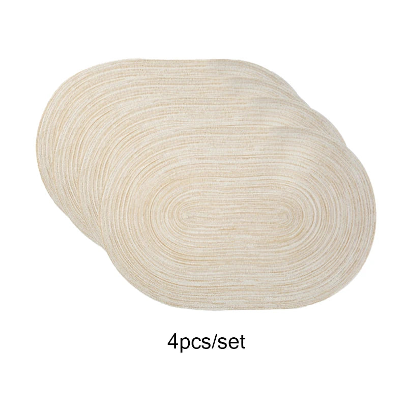 4-Piece Oval Braided Cotton Table Placemats – Non-Slip, Washable Dining Table Mats