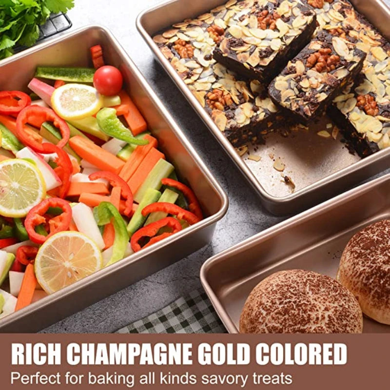 Nordic Gold Carbon Steel Baking Tray Set – 3 Piece Non-Stick Sheet Pan Set