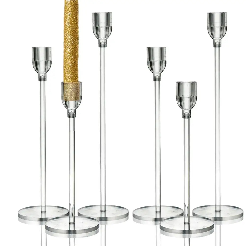 Clear Acrylic Candle Holders – 5 Arms or 6 Pieces Set