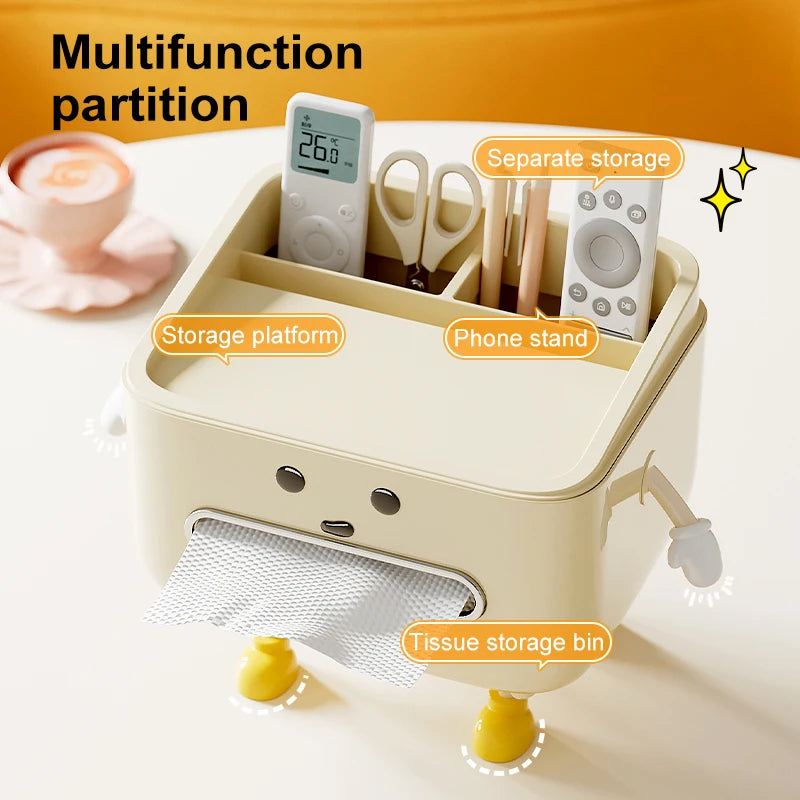 Multi-Function Desktop Organizer Box with Tissue Holder