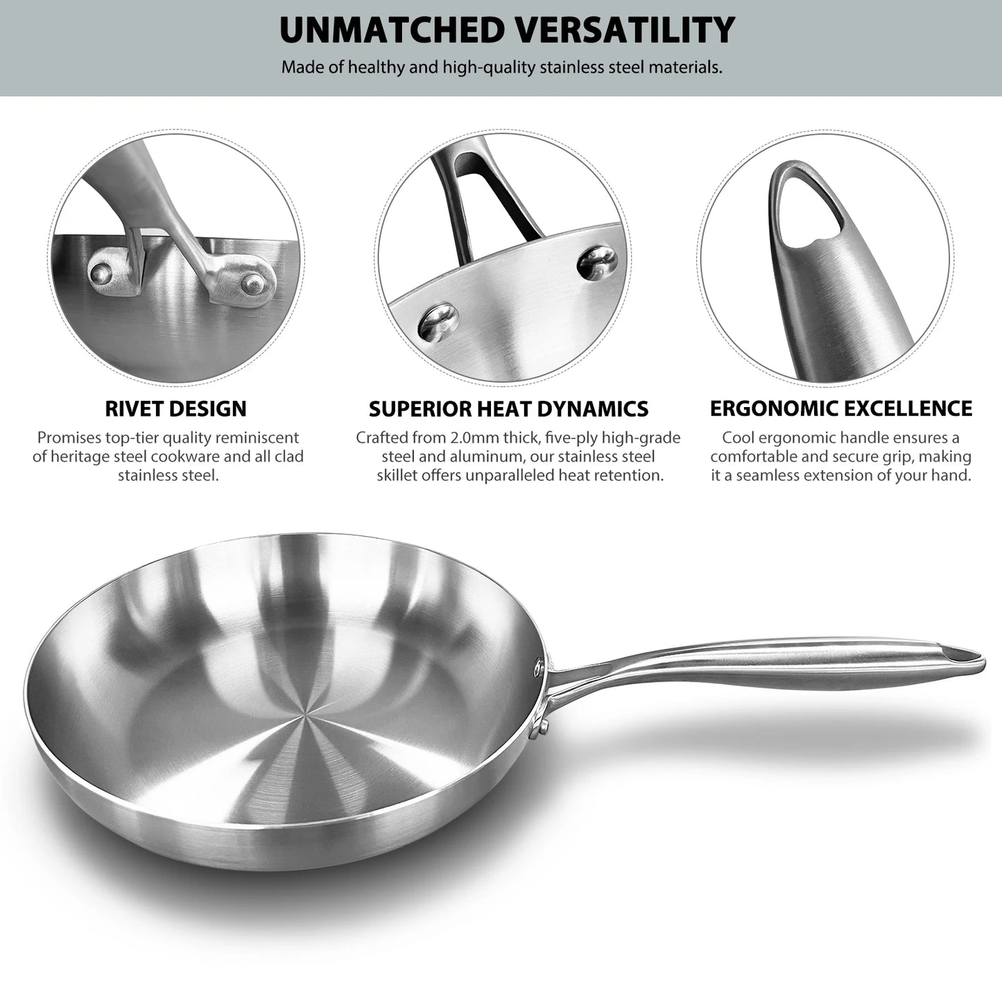 304 Stainless Steel Non-Stick Frying Pan – For Gas & Induction Cookers