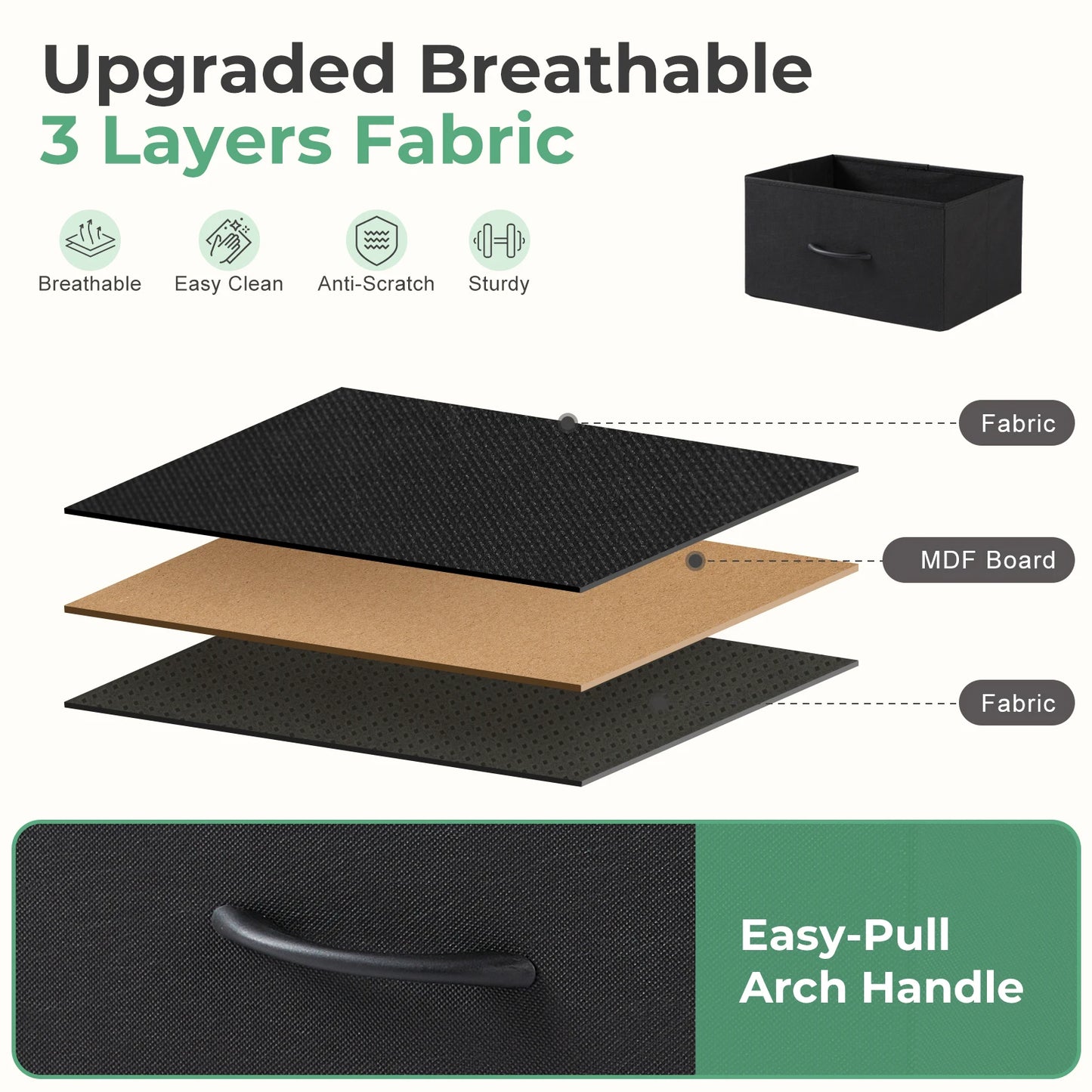 Minimalist Modern Nightstand with 2 Removable Fabric Drawers