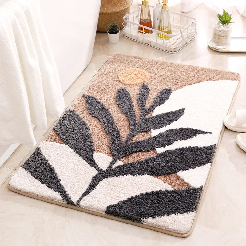 Ultra Soft Microfiber Non-Slip Bath Mat – Leaf Pattern