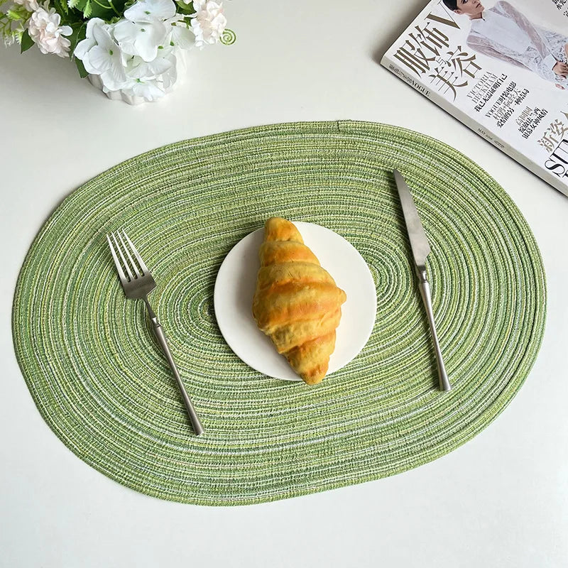 Braided Round Placemats – Durable & Washable PU Table Mats