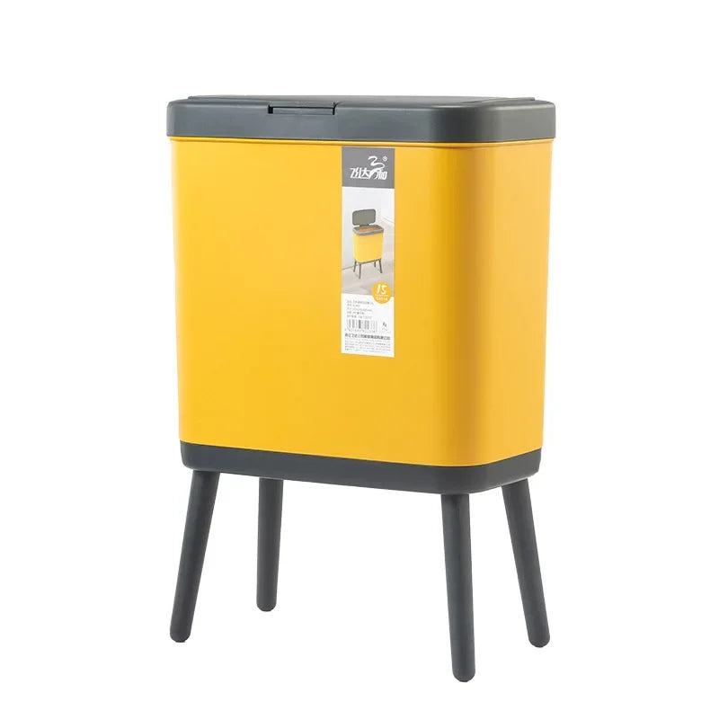 Slim Press-Top Trash Bin with High Legs