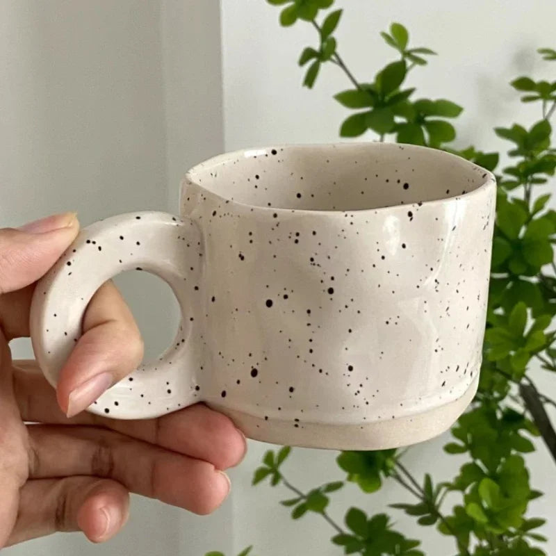 Porcelain Ink-Splash Coffee Mug – Handcrafted Look