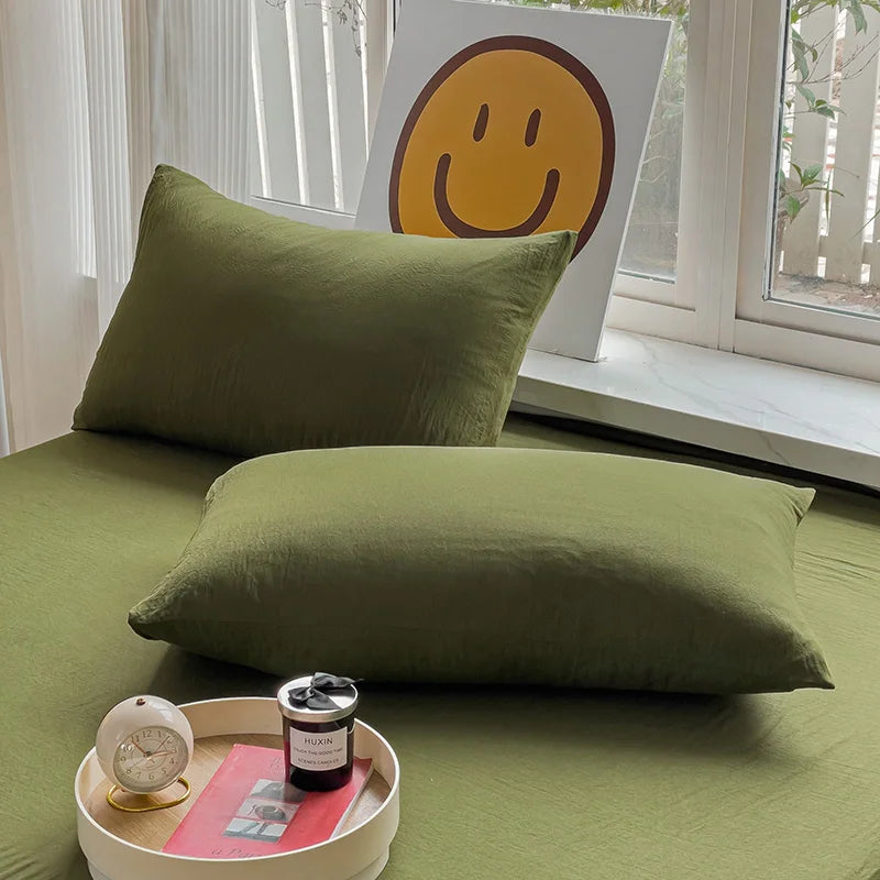 Washed Cotton Pillowcase Set – 2-Pack Solid Color, 19” x 29”