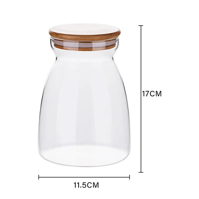 Airtight Glass Storage Jar with Wooden Lid