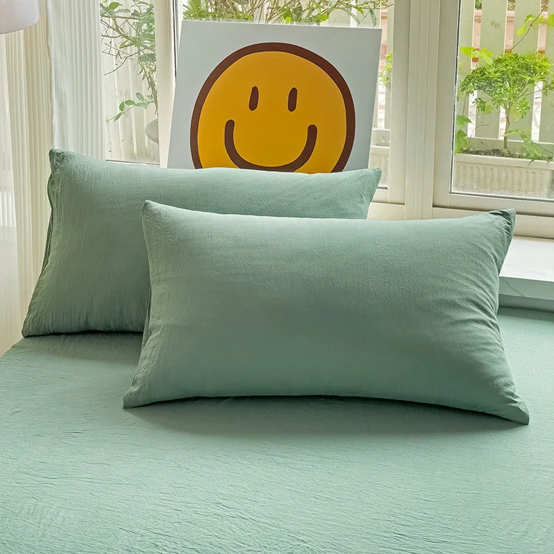 Washed Cotton Pillowcase Set – 2-Pack Solid Color, 19” x 29”
