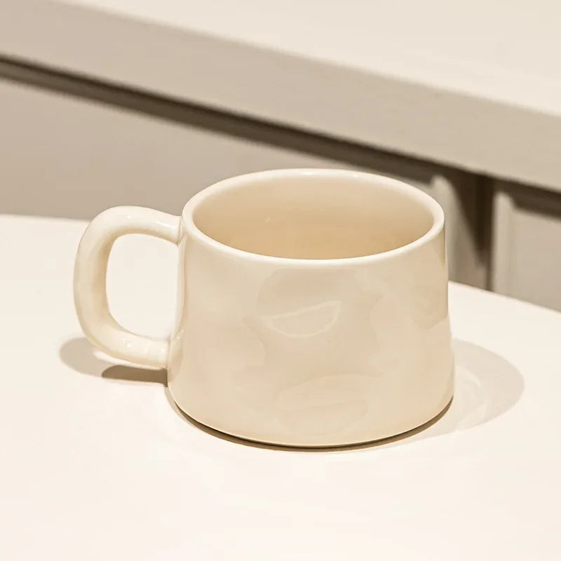 Ceramic Coffee Mug with Matching Tray, Modern Pastel Cup & Saucer Set