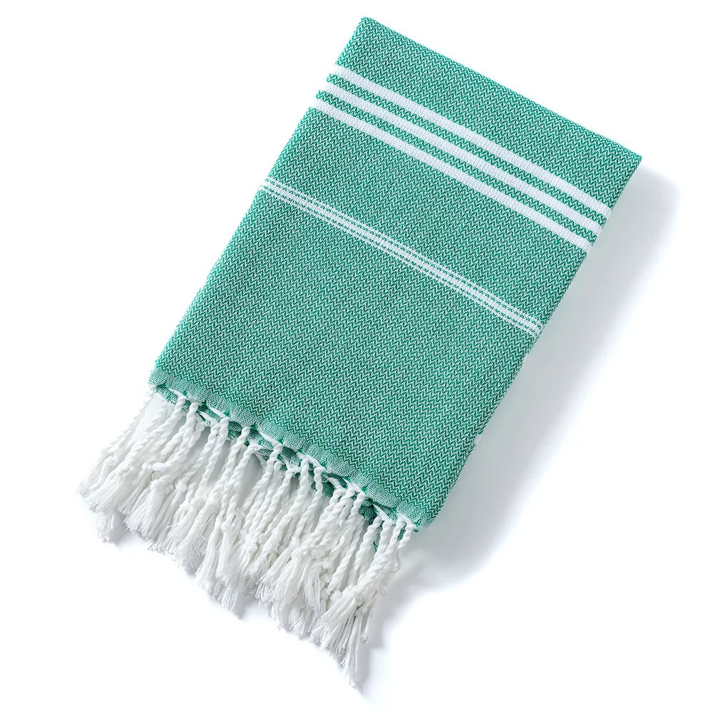 Striped Christmas Beach Towel – Soft, Quick-Absorbent & Machine Washable