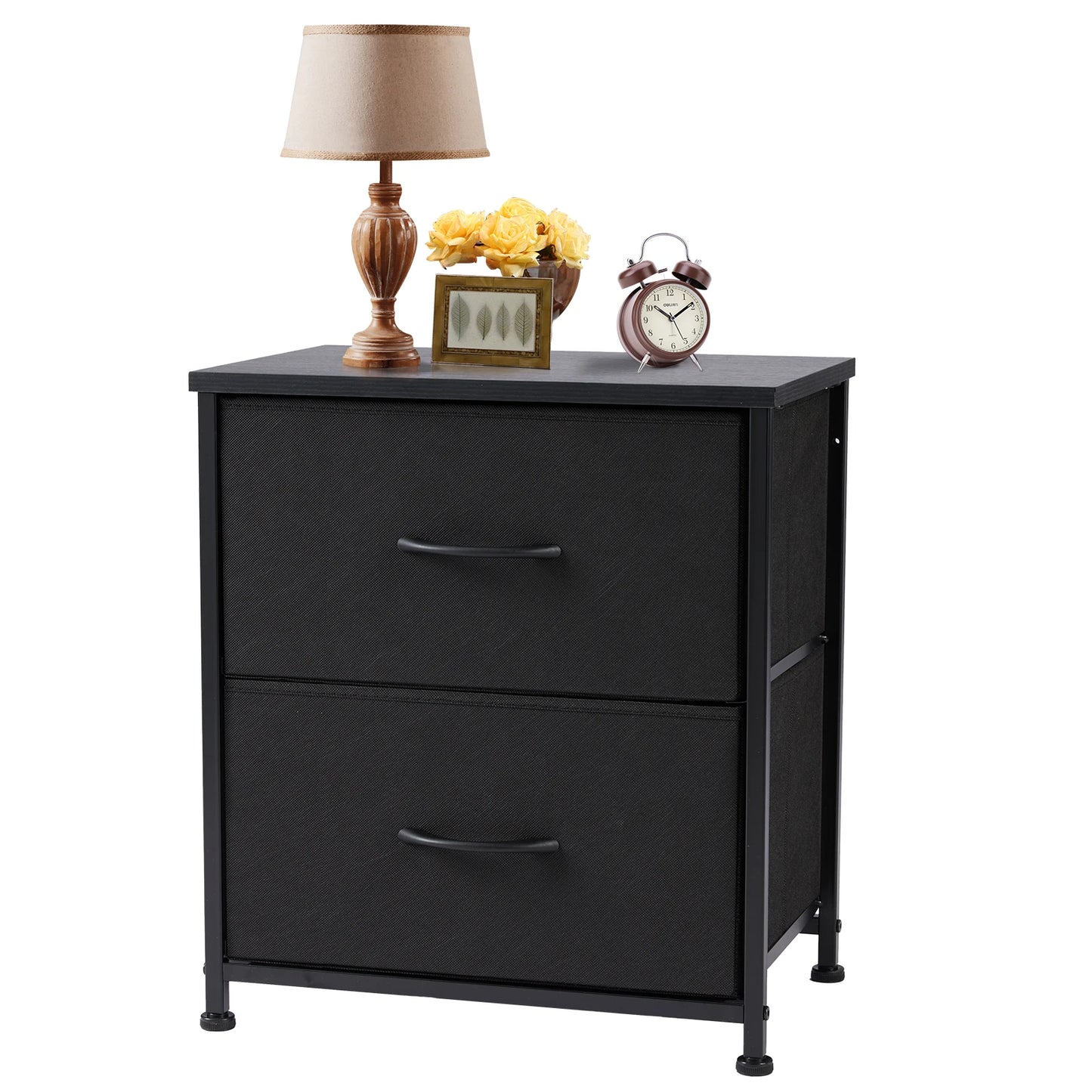 Modern Minimalist Nightstand with 2 Fabric Drawers – Lightweight & Durable