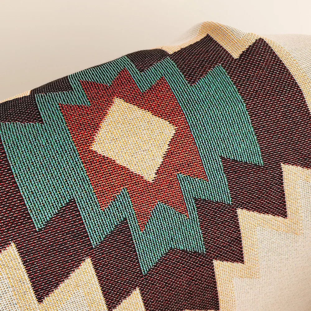 Boho Geometric Woven Throw Blanket