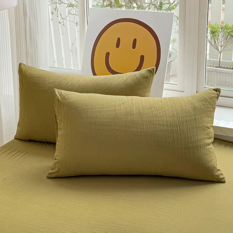 Washed Cotton Pillowcase Set – 2-Pack Solid Color, 19” x 29”